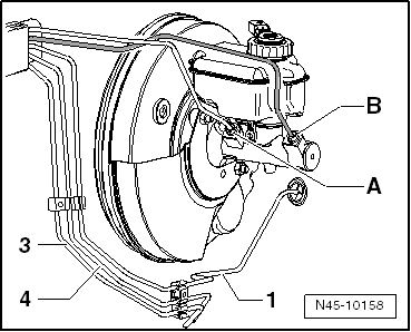 Conduites de frein venant du maître-cylindre : raccordement sur l'unité hydraulique