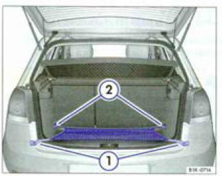 Fig. 91 Dans le coffea à bagages : filet à bagages occroché à plat.