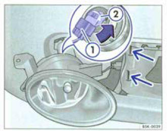 Fig. 203 Remplacement de l'ampoule dans le protecteur.