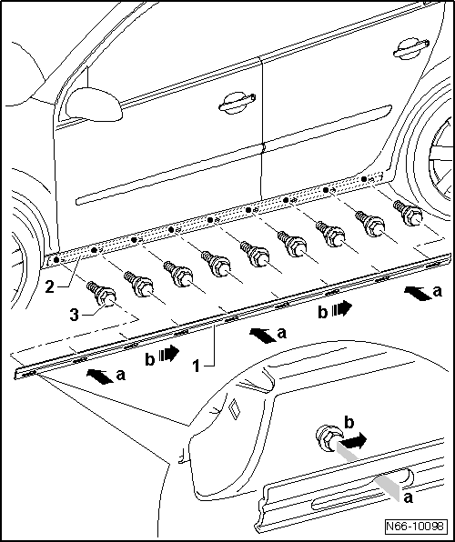 Baguette de maintien de l'élargisseur de bas de caisse