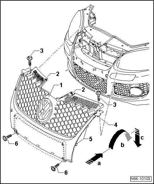 Grille de calandre GTI, modèles spéciaux GTI et GT : dépose et repose