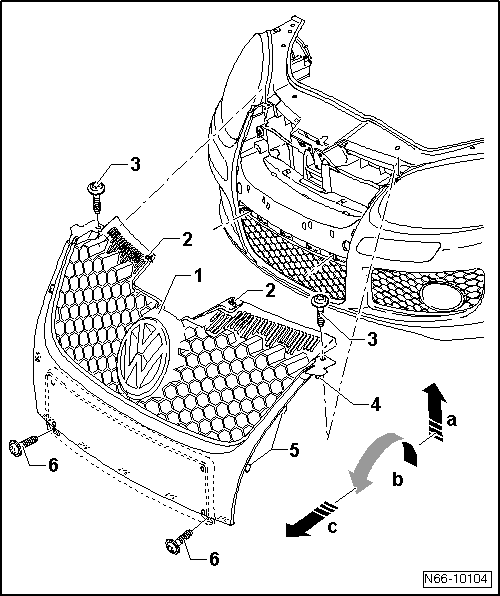 Grille de calandre GTI, modèles spéciaux GTI et GT : dépose et repose