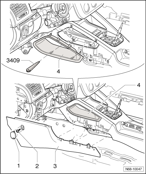 Console centrale, modèle Highline : dépose et repose (Golf 2004 ►)