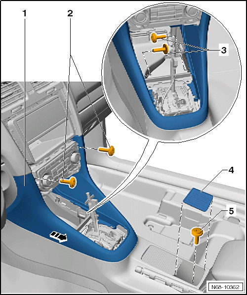 Console centrale, modèle Highline : dépose et repose (Golf 2009 ►)