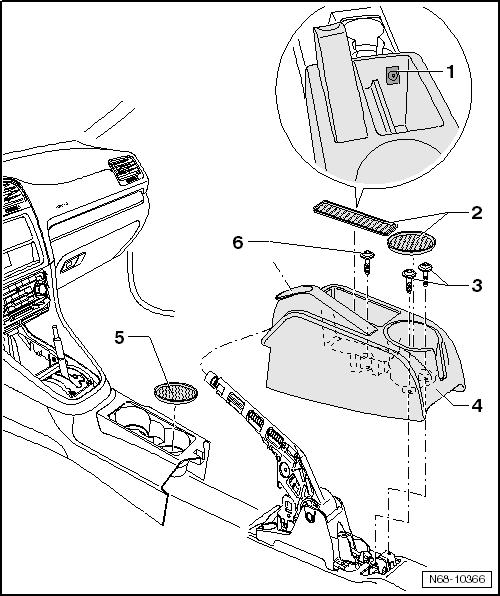 Console centrale, modèle de base : dépose et repose (Golf 2009 ►)