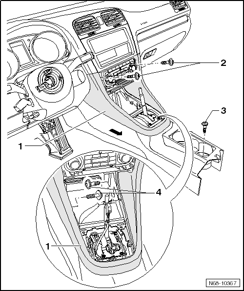 Console centrale, modèle de base : dépose et repose (Golf 2009 ►)