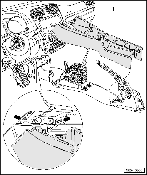 Console centrale, modèle de base : dépose et repose (Golf 2009 ►)