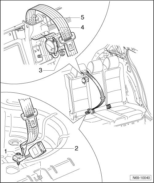 Ceinture de sécurité trois points de la place centrale arrière : dépose et repose