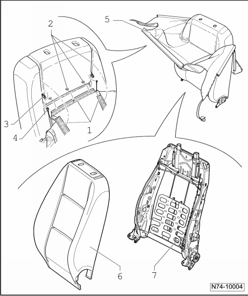 Garniture et rembourrage de dossier de siège avant : dépose et repose