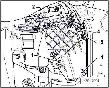 Résistance chauffante de chauffage d'appoint -Z35- : dépose et repose - Véhicules jusque 1K-7P015628 et 1K-7B084800