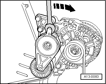 Alternateur : dépose et repose, moteur TDI 1,9 l avec filtre à particules