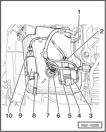 Réservoir de lave-glace et de lave-projecteurs : dépose et repose (véhicules sans chauffage stationnaire)