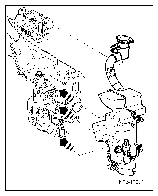 Réservoir de lave-glace et de lave-projecteurs : dépose et repose (véhicules avec chauffage stationnaire)