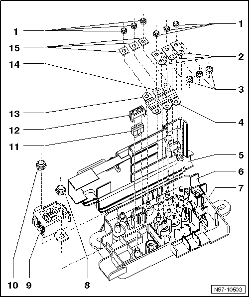 Boîte à fusibles principale : vue d'ensemble du montage