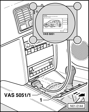 Lecteur de diagnostic : raccordement - Golf millésime 1998 - 2003