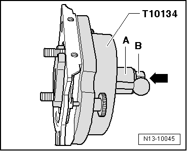 B - Dispositif de montage -T10134- : montage avec le flasque d'étanchéité sur le flasque de vilebrequin