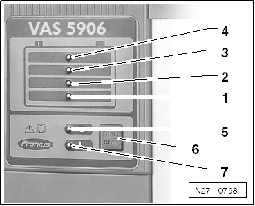 Batterie : charge avec le chargeur de batteries -VAS 5906