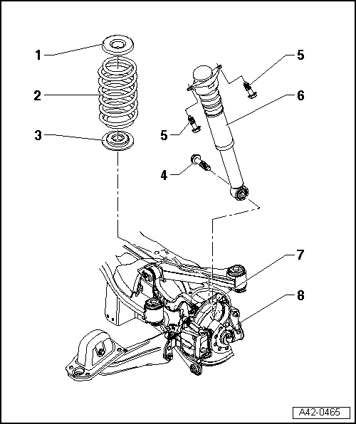 Amortisseur et ressort hélicoïdal : vue d'ensemble du montage (transmission intégrale, berceau en aluminium et porte-fusée en acier moulé)