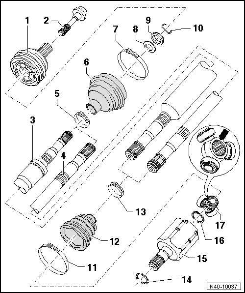 Demi-arbre de roue avec joint tripode AAR2600i : vue d'ensemble du montage