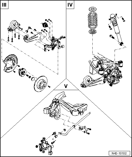 Essieu arrière : vue d'ensemble (aluminium)