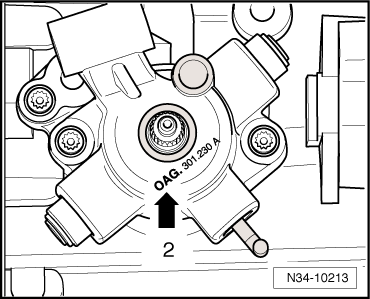 Emplacement du repère sur la boîte de vitesses