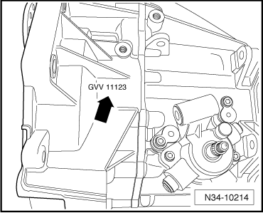 Emplacement du repère sur la boîte de vitesses