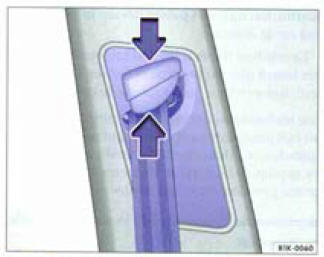 Fig. 57 À côté des siéges avant : réglage en hauteur