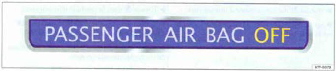 Fig. 59 Sur le tobleau de bord, témoin du sac gonflable du possager avant