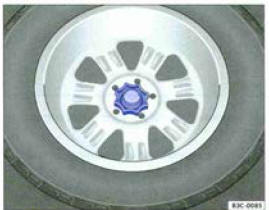 Fig. 171 Dans le coffre à bagages : molette pour la fixation de la roue de