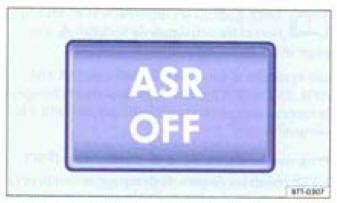 Fig. 130 Dans la console centrale : touche de désactivation et d'activation manuelles de la fonction ASR (véhicules sans ESP).