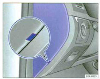 Fig. 197 Côté conducteur dans le tableau de bord : cache de la boite à