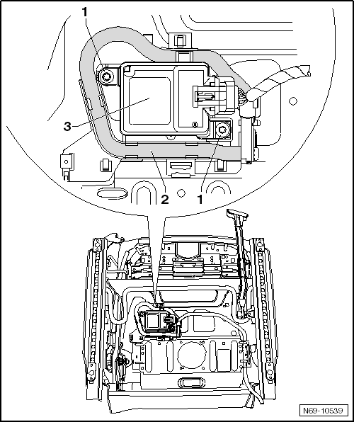Composants du dispositif de détection d'occupation du siège : dépose (véhicules avec sièges à réglage manuel)