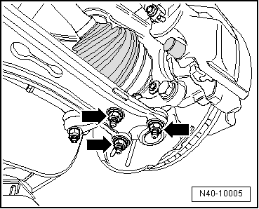 Bras de suspension avec palier de fixation : dépose et repose (du côté gauche sur les véhicules à boîte automatique ou à boîte DSG à double embrayage)